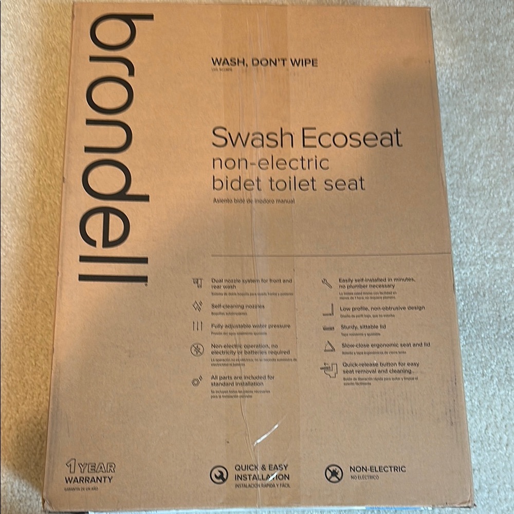 Swash Ecoseat Non-Electric Bidet Toilet Seat - Brown
